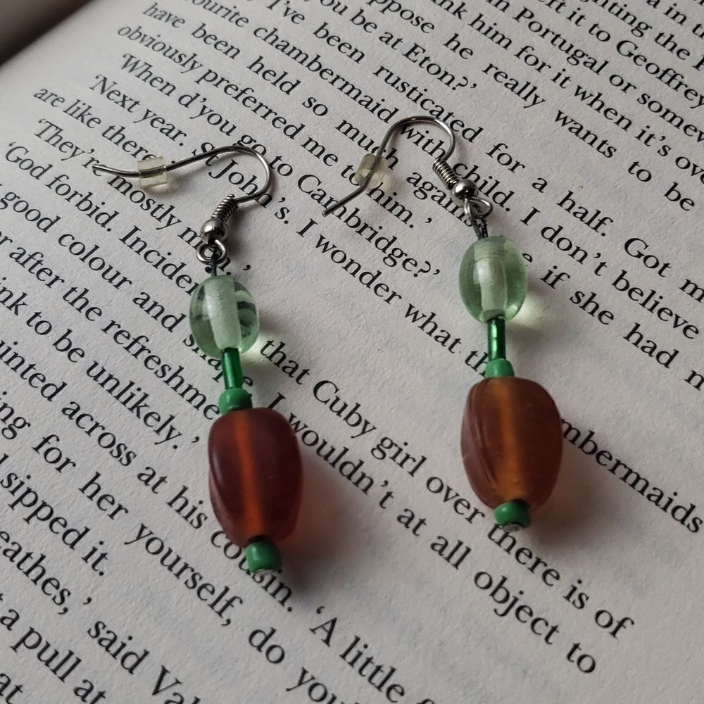 Green and Brown Dangle Earrings